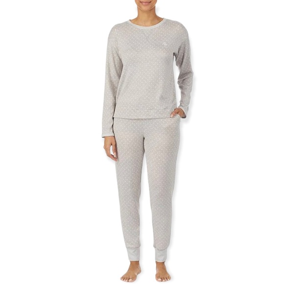 RALPH LAUREN Pajama Set Polka Dot Print Jersey Knit Top & Jogger Jammies - Picture 6 of 6